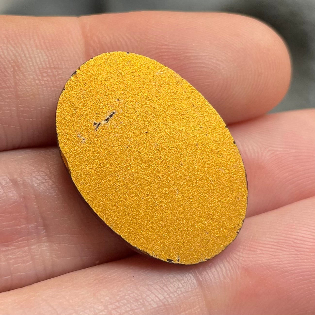 1 Vintage Red German Etched Gold Oval Glass Cabochon