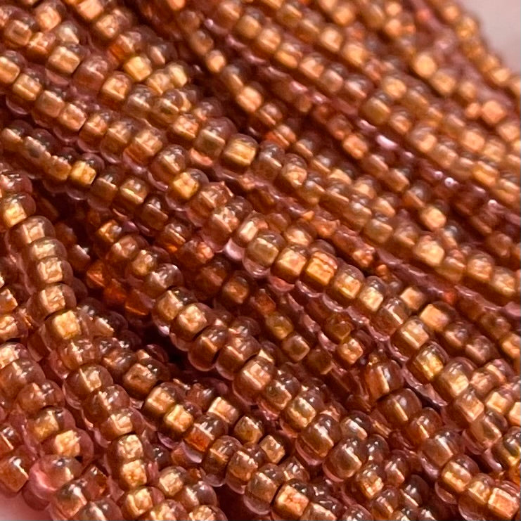 1 Hank Copper Lined Rose Czech Glass Seed Beads