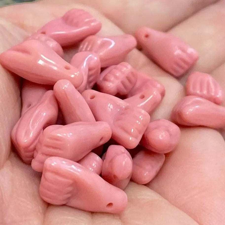 25 Vintage Pink Czech Hand Glass Beads