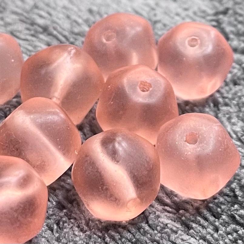 10 Matte Pink Baroque Czech Glass Beads