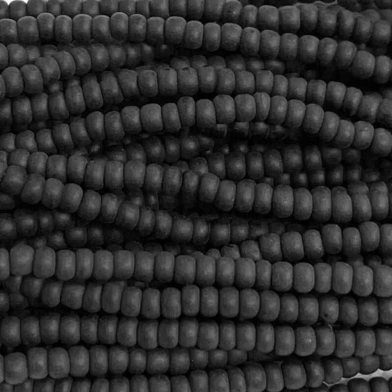 1 Hank Black Matte Czech Glass Seed Beads