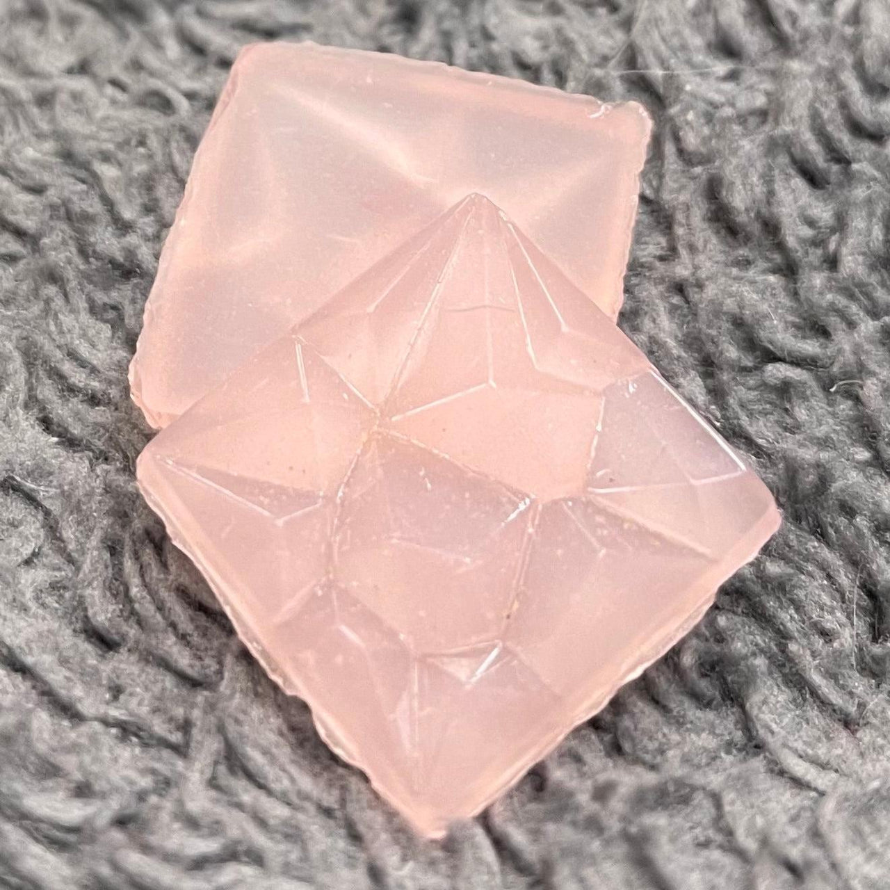 4 Vintage Pink Geode Square Glass Cabochons *AS IS*