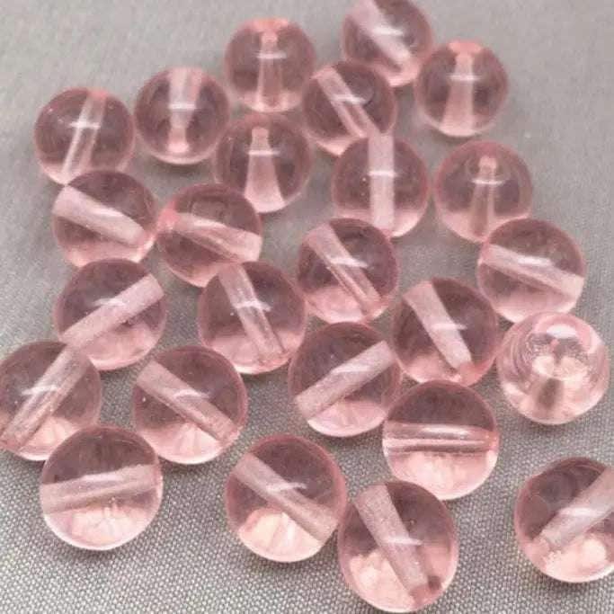 25 Pink Czech Transparent Round Glass Beads