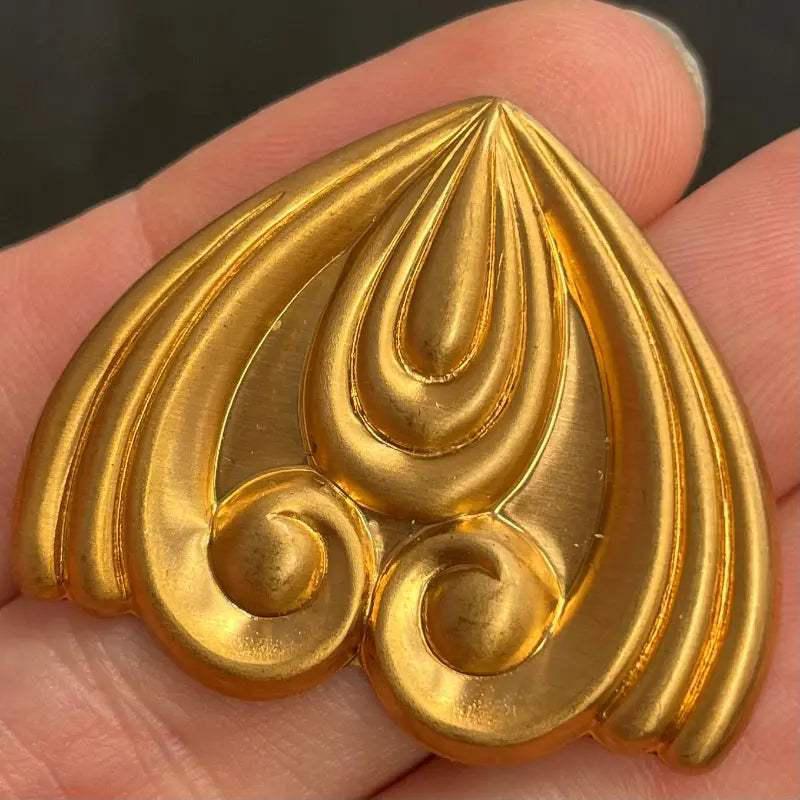 4 Vintage Brass Deco Design Metal Stampings