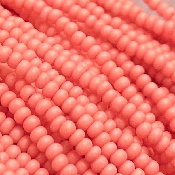 1 Hank Pink Salmon Czech Matte Glass Seed Beads
