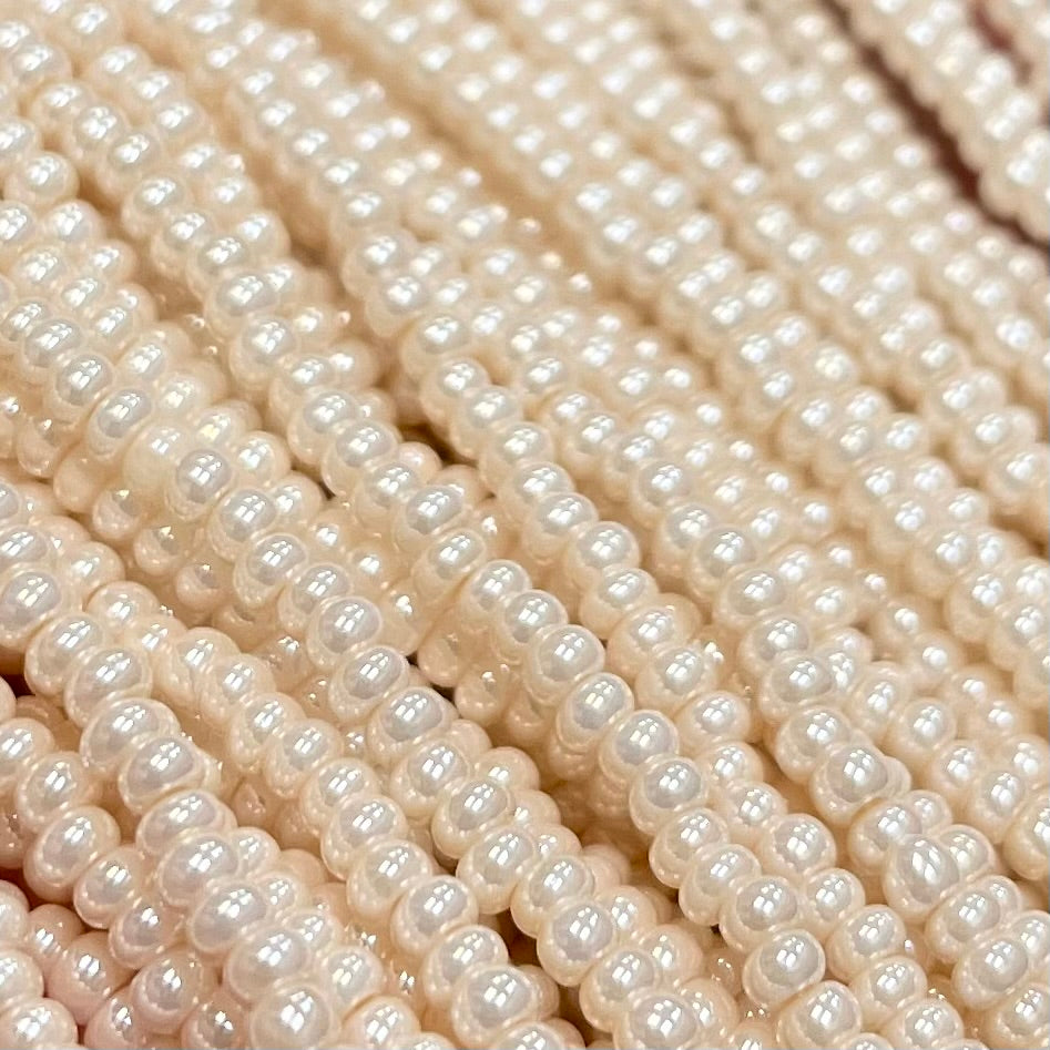 1 Hank Cream Eggshell Czech Pearl Glass Seed Beads