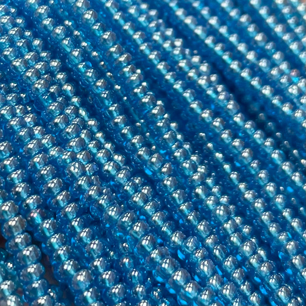 1 Hank Blue Aqua Dark Czech Luster Glass Seed Beads