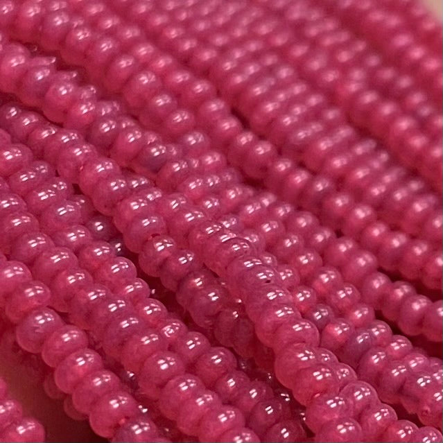 1 Hank Pink Old Rose Czech Opal Glass Seed Beads