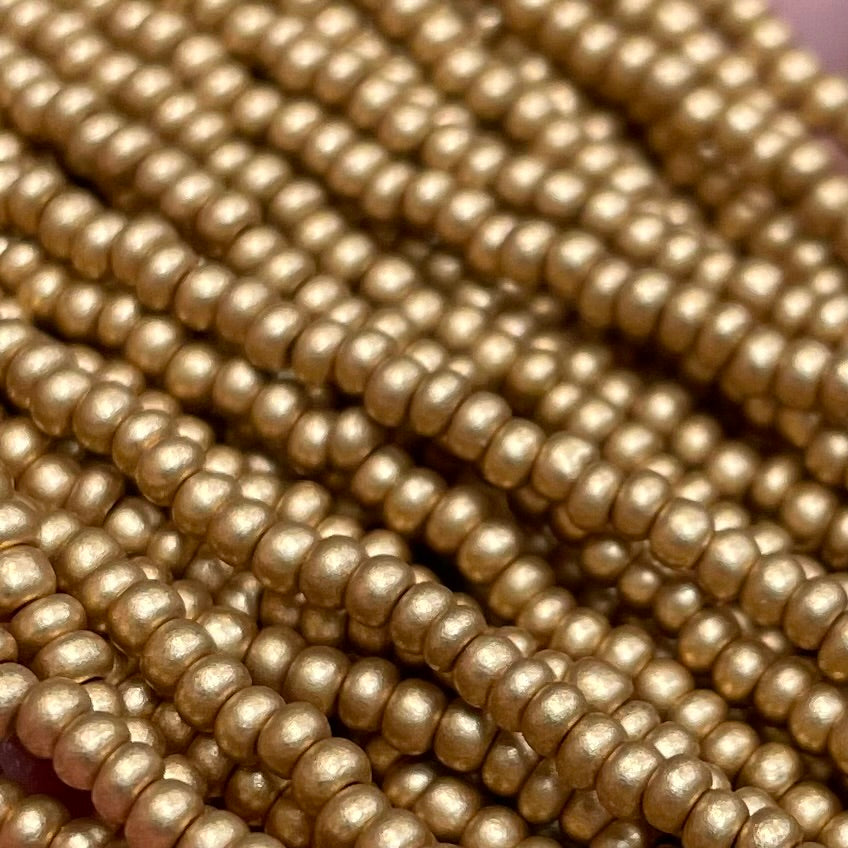 1 Hank Gold Light Supra Metallic Czech Glass Seed Beads