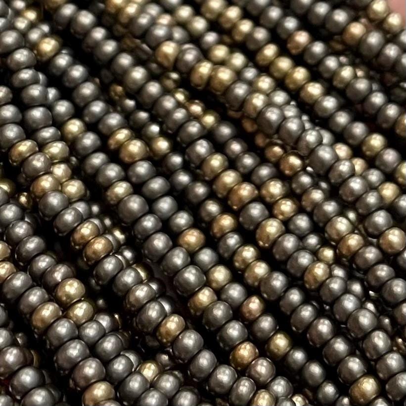 1 Hank Grey AB Glass Seed Beads