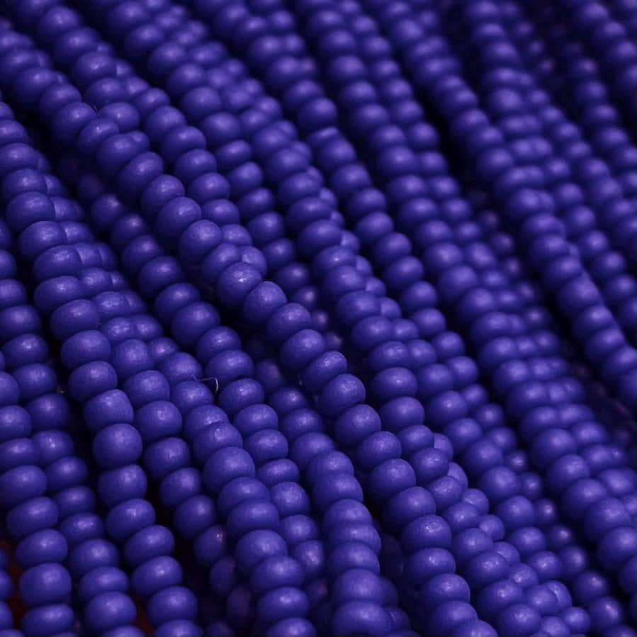 1 Hank Blue Royal Czech Matte Glass Seed Beads
