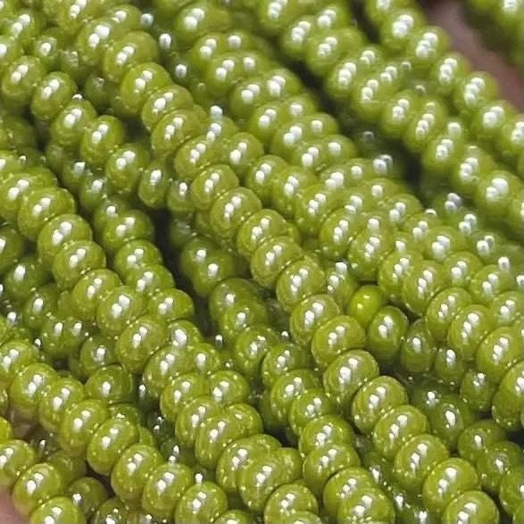 1 Hank Green Olive Luster Czech Glass Seed Beads