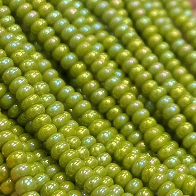 1 Hank Green Olive AB Czech Glass Seed Beads