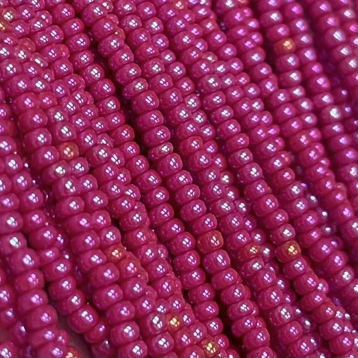 1 Hank Red AB Czech Glass Seed Beads