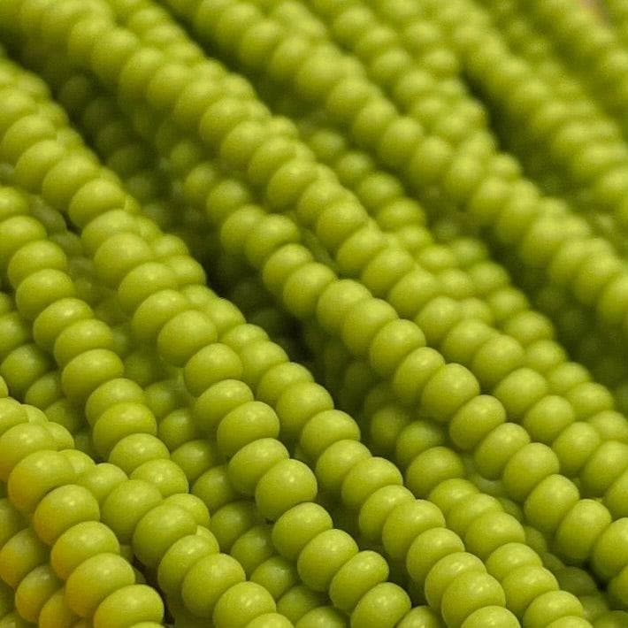 1 Hank Green Olive Czech Matte Glass Seed Beads
