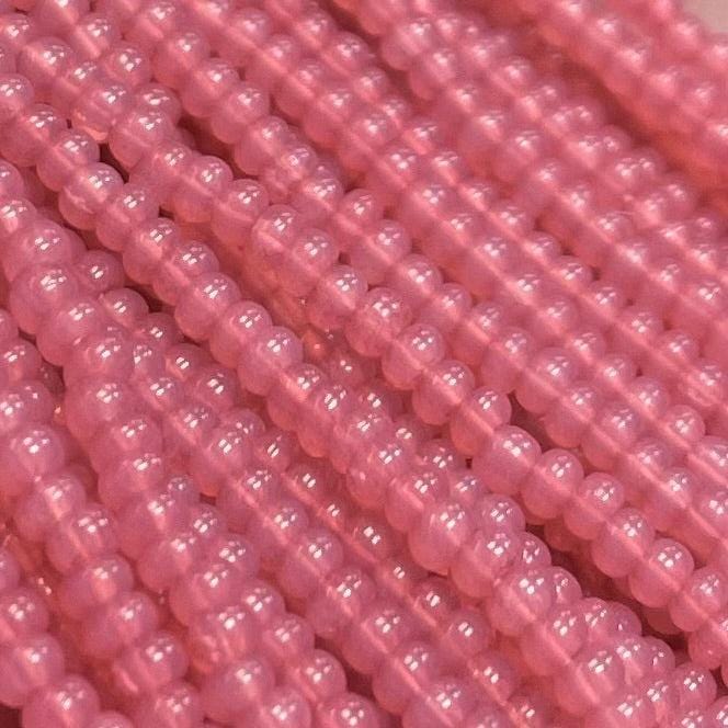 1 Hank Pink Rose Czech Opal Glass Seed Beads