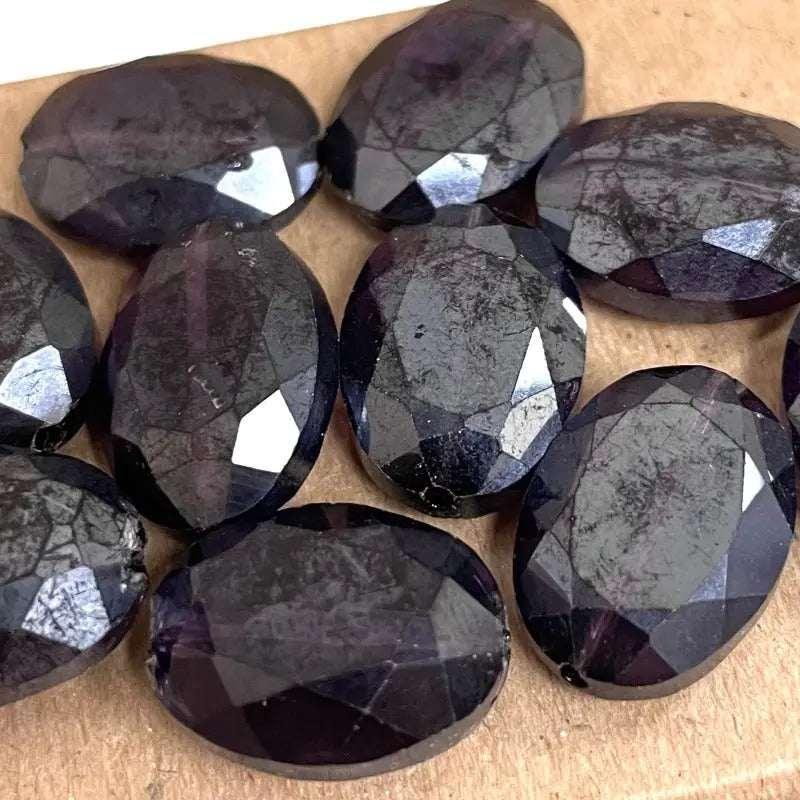 10 Translucent Royal Purple Czech Faceted Oval Glass Beads 16mm