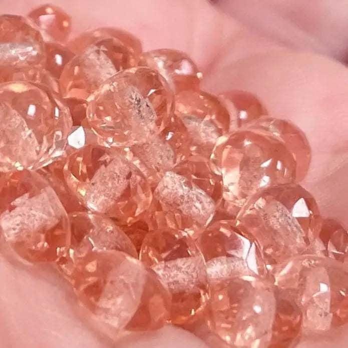 43 Transparent Peach Czech Faceted Rondelle Glass Beads