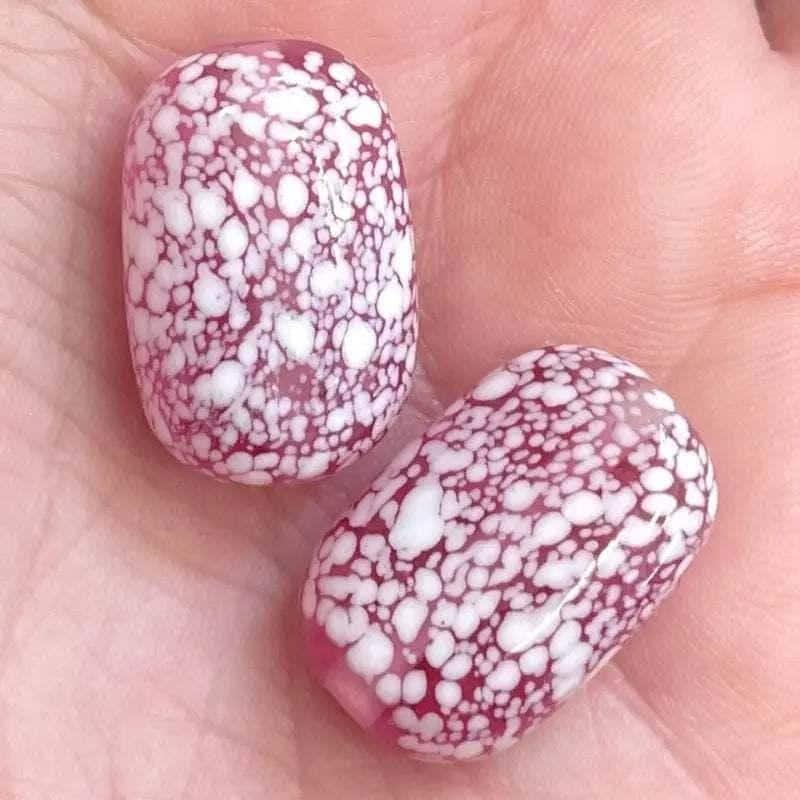 2 Vintage Pink Japan Mottled Glass Beads