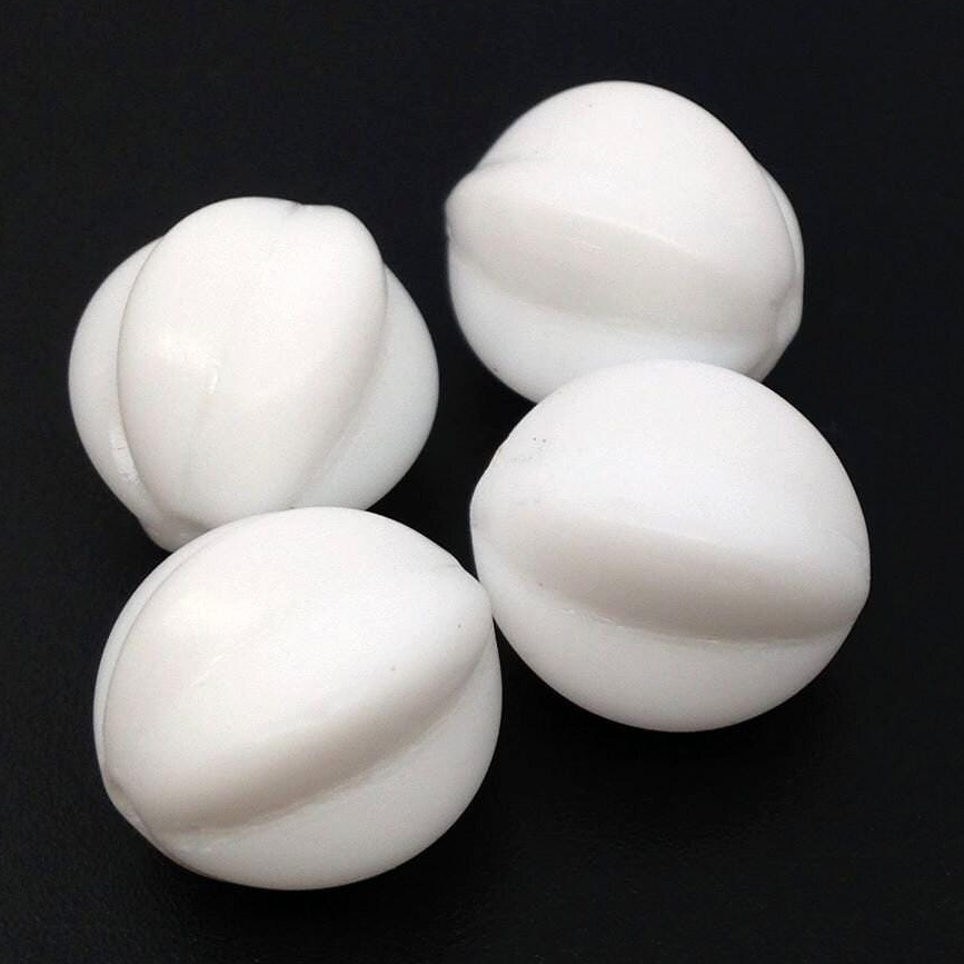10 Vintage White Melon Glass Beads