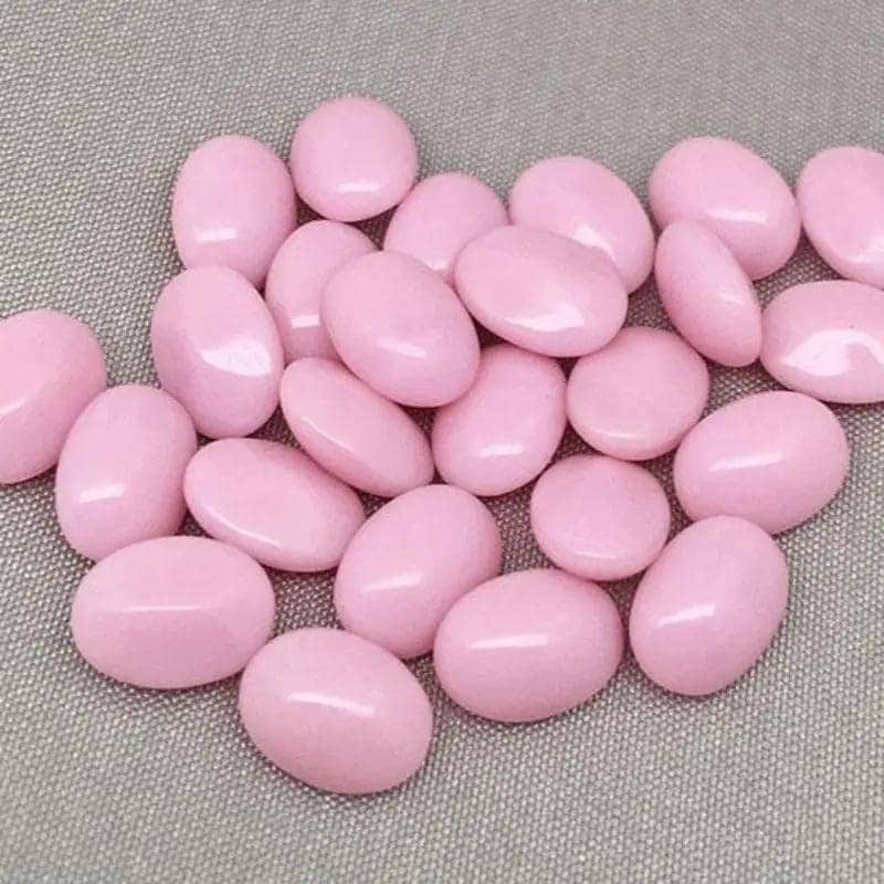 25 Vintage Pink Oval Opaque Glass Stones