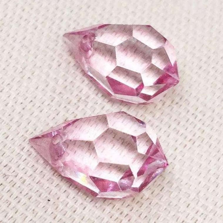 2 Vintage Clear Rose Swarovski Crystal Briolette Beads
