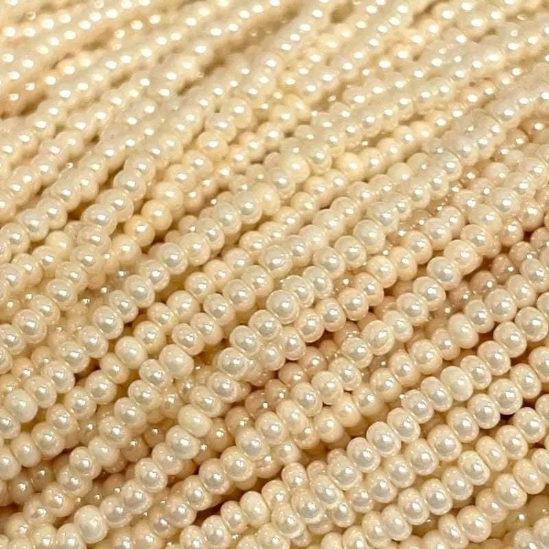 1 Hank Cream Eggshell Light Pearl Czech Glass Seed Beads