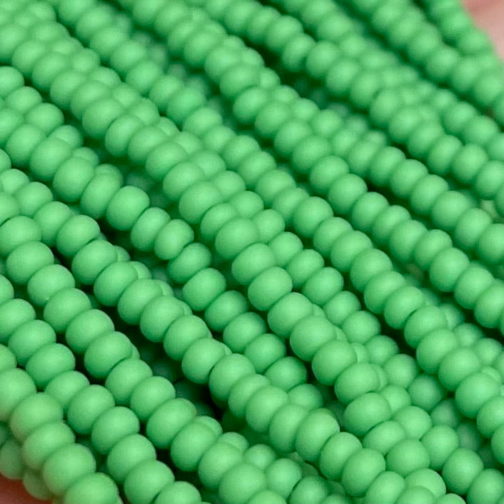1 Hank Green Matte Czech Glass Seed Beads