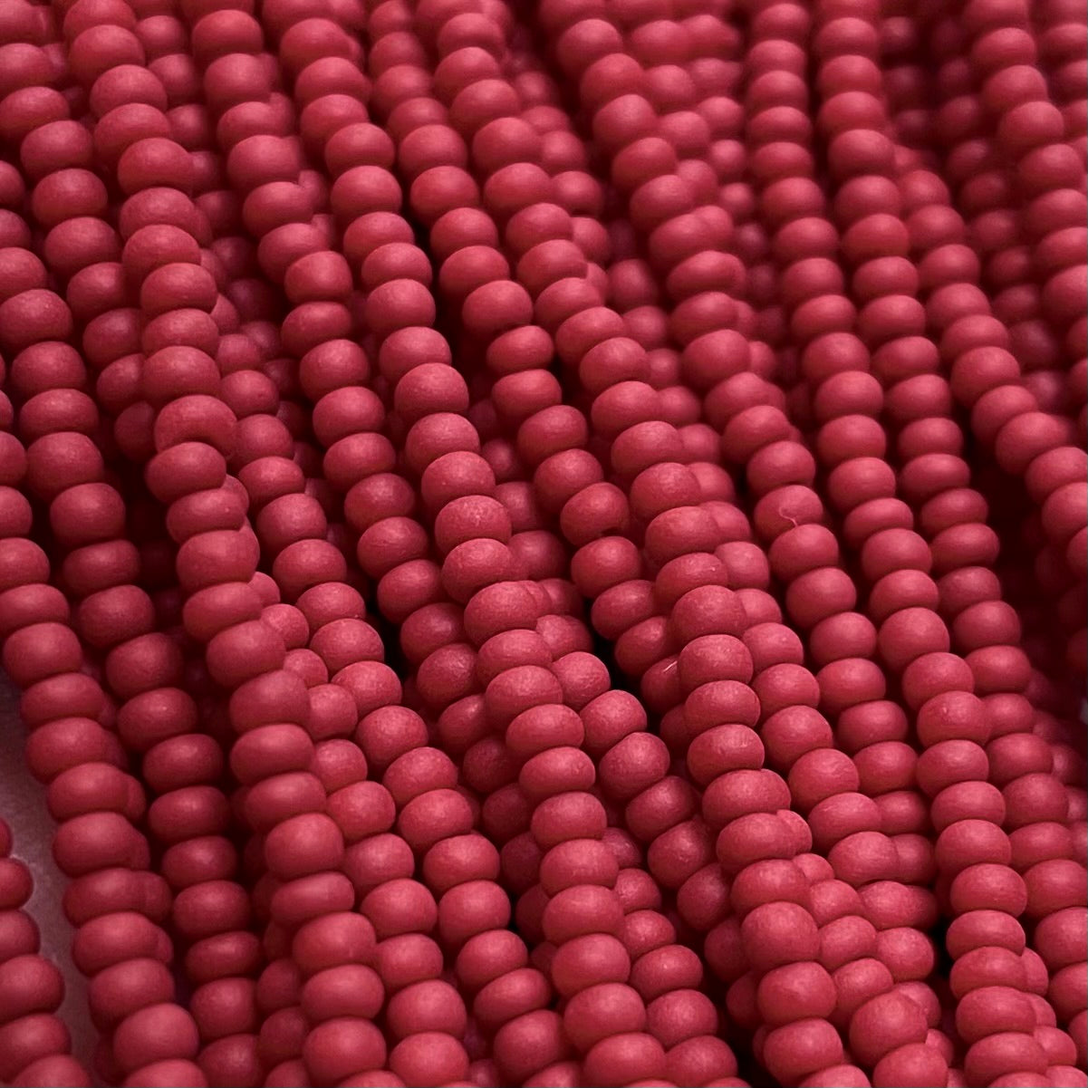 1 Hank Red Dark Czech Matte Opaque Glass Seed Beads