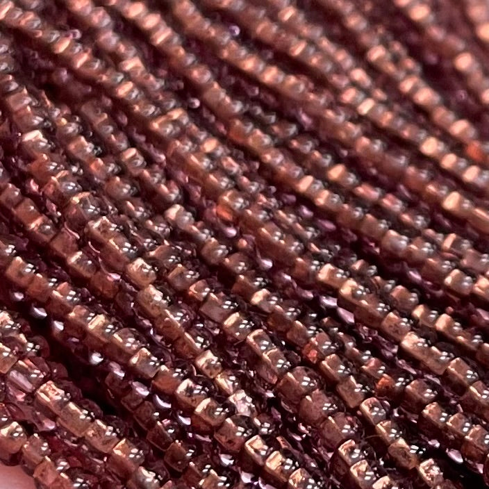 1 Hank Purple Amethyst Light Czech Copper Lined Glass Seed Beads