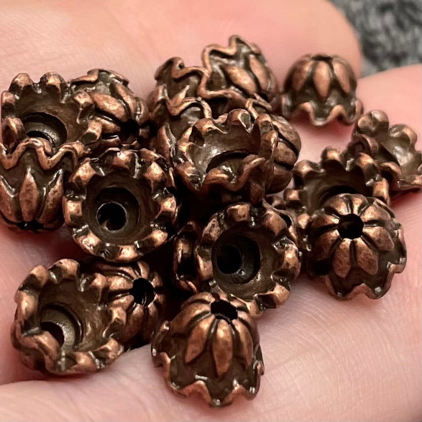 20 Plated Copper Bead Caps 8mm