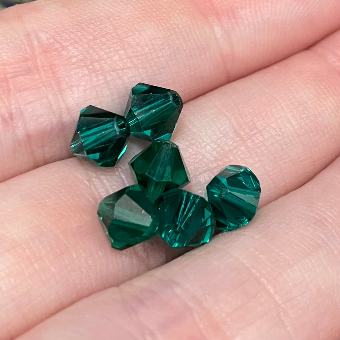 12 Green Emerald Bicone Swarovski Crystal Beads