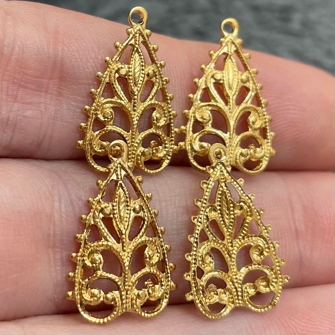 10 Vintage Brass Intricate Charm Pendants