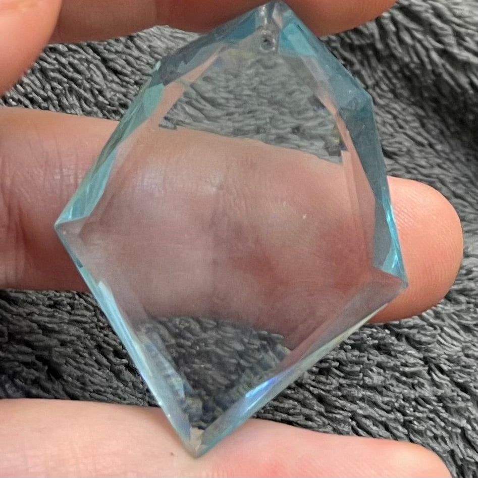 1 Vintage Aqua Deco Era Glass Pendant #9358