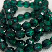75 Green Two Tone Zircon Czech Glass Beads - Sea Beads