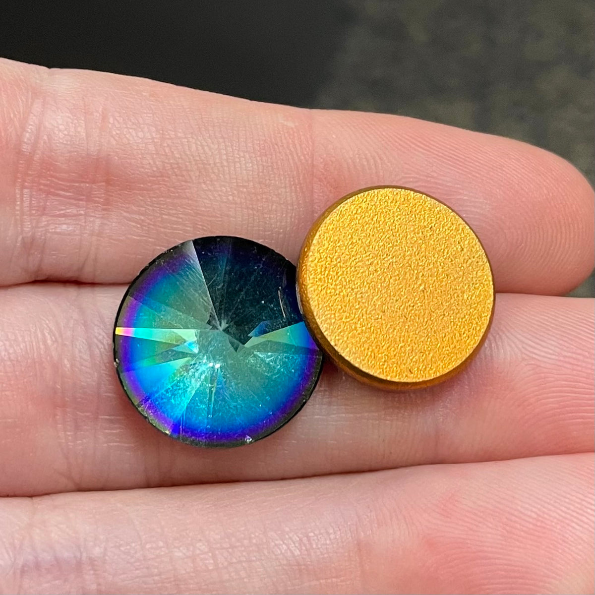 2 Vintage Bermuda Blue Swarovski Flatback Rivolis 16mm