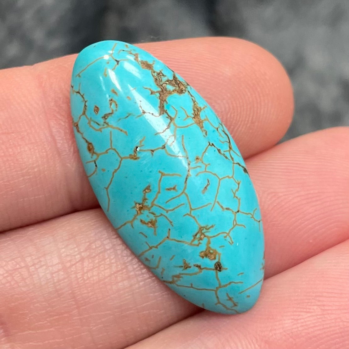 1 Blue Imitation Turquoise Navette Cabochon