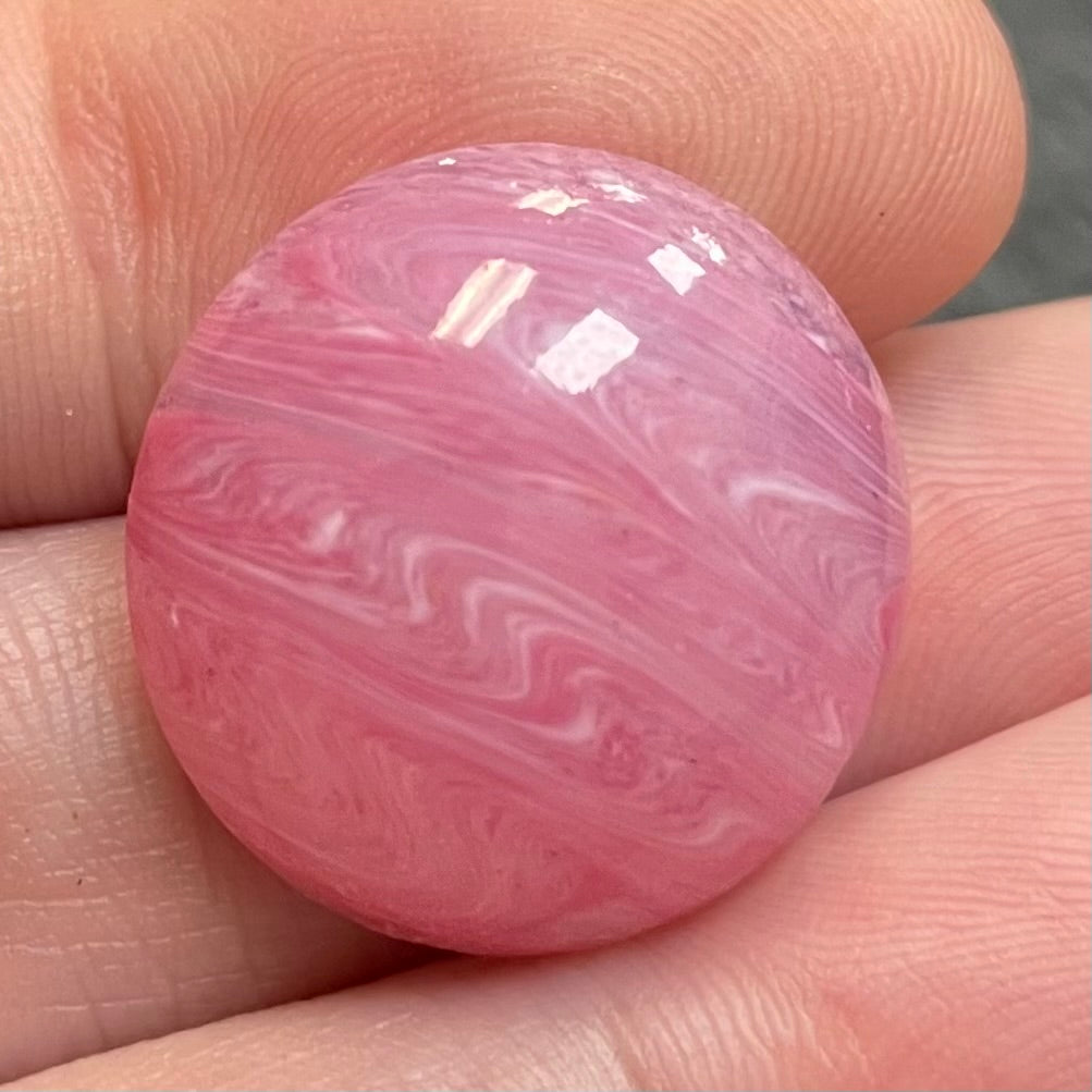 1 Vintage Pink Opal Striped Japan Round Glass Cabochon