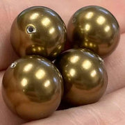 8 Antiqued Brass Pearl Swarovski Crystal Beads - Sea Beads