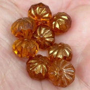 8 Topaz Metallic Pressed Czech Rondelle Glass Beads - Sea Beads