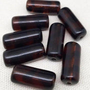 8 Vintage Amber Czech Tube Striped Glass Beads - Sea Beads