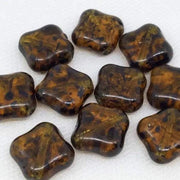 8 Vintage Amber Translucent Mottled Glass Beads - Sea Beads