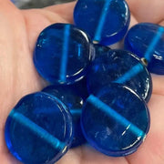 8 Vintage Blue Capri Coin Glass Beads - Sea Beads