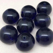 8 Vintage Blue Cobalt Czech Round Glass Beads - Sea Beads