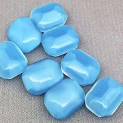 8 Vintage Blue German Moonglow Polygon Glass Stones - Sea Beads