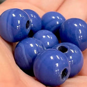 8 Vintage Blue Glass Beads - Sea Beads