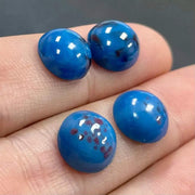 8 Vintage Blue Japan Round Glass Cabochons - Sea Beads