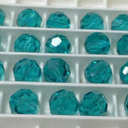 8 Vintage Blue Zircon Round Swarovski Crystal Beads - Sea Beads
