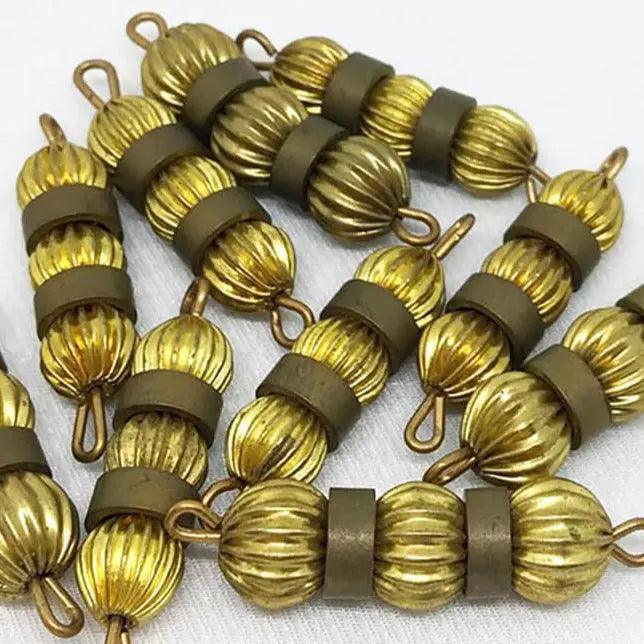 8 Vintage Brass Beaded Connectors - Sea Beads