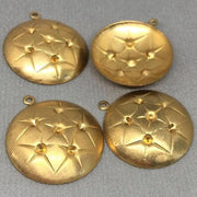 8 Vintage Brass Round Domed Metal Pendants - Sea Beads